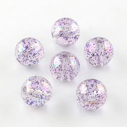 Сливовый Круглый цвет AB прозрачный акриловый бисер, с красочными порошок блеск, слива, 10 мм, отверстие : 1.8~2 мм, Около 857 шт / 500 г