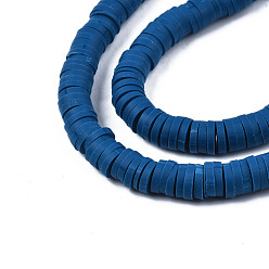 Marina Azul Hechos a mano de los granos de la arcilla del polímero hebras, para suministros de manualidades de joyería diy, perlas heishi, disco / plano y redondo, azul marino, 6x0.5~1 mm, agujero: 1.8 mm, sobre 290~320 unidades / cadena, 15.75 pulgada ~ 16.14 pulgada (40~41 cm)