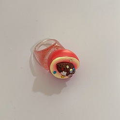 Peach Акриловые перстни, фрукты, широкая полоса кольца, розовые, персик, 17 мм