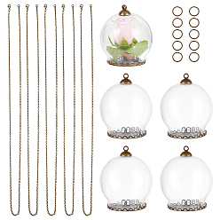 Античная Бронза Набор для самостоятельного изготовления ожерелья с подвеской в виде бутылки желаний, в том числе ожерелье из железной цепи, Латунные настройки для размещения кабошонов, стеклянные крышки, античная бронза, 30 шт / комплект