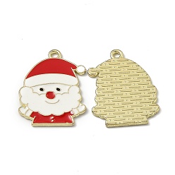 Золотой Подвески из эмали и сплава, на Рождество, Дед Мороз, золотые, 26.5x20x1.2 мм, отверстие : 1.6 мм