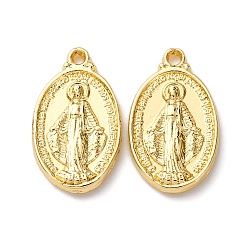 Настоящее золото 18K Подвески из сплава , овал с nossa senhora, долговечный, стойки покрытие, без кадмия и без свинца, реальный 18 k позолоченный, 19.5x11.5x2.5 мм, отверстие : 1.5 мм