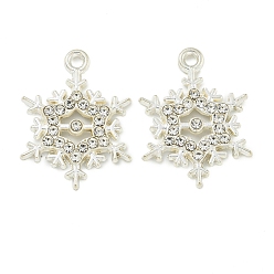 Серебро Подвески из прозрачного кубического циркония из сплава с микропаве, снежинка, серебряные, 21x15.5x2.5 мм, отверстие : 1.6 мм