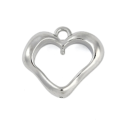 Платина Стойки подвески обшивки сплава, без свинца и без кадмия, полые прелести сердца, платина, 20.5x23x6 мм, отверстие : 2.5 мм