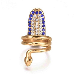 Сапфир (продажа фабрики ювелирных изделий)ионное покрытие(ip) 304 кольца из нержавеющей стали, со стразами, золотые, сапфир и кристалл, Размер 3~5, 13~15 мм