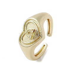 Libra Brass Adjustable Open Rings, Cadmium Free & Nickel Free & Lead Free, Heart, Libra, US Size 7 3/4(17.9mm)