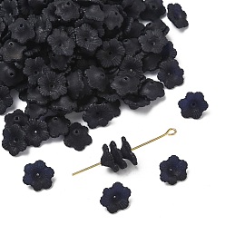 Черный Прозрачные акриловые бусины, матовые, цветок, чёрные, 11x4.5 мм, Отверстие : 1 мм , около 3800 шт / 500 г, Оптовая торговля пл 561