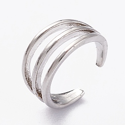 Platinum Brass Cuff Earrings, Platinum, 10.5x11x1.5~7.5mm