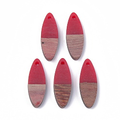 Красный Подвески из смолы и ореха, лошадиный глаз , красные, 28x9.5x3.5~4 мм, отверстие : 1.8 мм