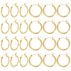 Настоящее золото 18K 12 пары латунных серег-колец, кольцо, реальный 18 k позолоченный, 22x21x2 мм