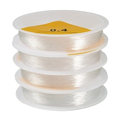 Clear 4 Rolls Round Crystal Elastic Stretch Thread, for Bracelets Gemstone Jewelry Making Beading Craft, Clear, 0.4mm, about 19.6 yards(18m)/roll