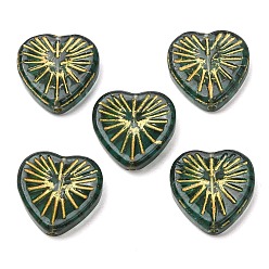 Dark Green Handmade Lampwork Beads, Heart, Dark Green, 18.5x18.5x5.5mm, Hole: 1.4~1.5mm, about 34pcs/bag