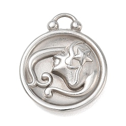 Дева 12 созвездия 304 подвески из нержавеющей стали, плоско-круглые, цвет нержавеющей стали, очарование девы, 20.5x17x2.7 мм, отверстие : 2.4x2.7 мм