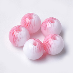Pink Resin Beads, Round, Pink, 12x11.5mm, Hole: 2.5mm