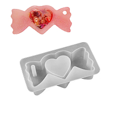 Heart DIY Candy Pendant Silicone Molds, Quicksand Molds, Resin Casting Molds, for UV Resin, Epoxy Resin Craft Making, Heart, 67x37x17mm