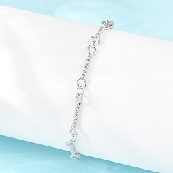 Нержавеющая Сталь Цвет 304 Браслеты из нержавеющей стали с витыми звеньями в виде веревки для женщин, цвет нержавеющей стали, 6.57 дюйм (16.7 см)