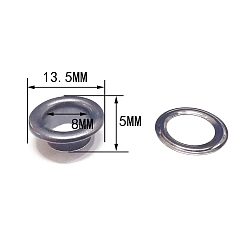 Черный Цвет Металла Латунные втулки, с железной прокладкой, для изготовления пакетов, плоско-круглые, металлический черный , 1.35x0.5 см, отверстие : 8 мм