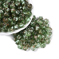 Зеленый лайм Прозрачные стеклянные бусины пикассо, тыква, зеленый лайм, 8.5~9 мм, отверстие : 0.9~1.2 мм, Около 750 шт / фунт