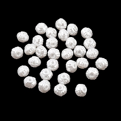 White ABS Plastic Imitation Pearl Beads, Rondelle, White, 7.5x6.5mm, Hole: 1.8mm, about 2696pcs/500g