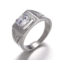 Кристалл 316 хирургические широкие кольца из нержавеющей стали, с привлечением стразы колец, Размер 8, кристалл, 18 мм