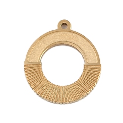 Настоящее золото 18K Ионное покрытие (ip) 304 брелоки из нержавеющей стали, круглое кольцо-шарм, реальный 18 k позолоченный, 17.5x15.5x1.5 мм, отверстие : 1.2 мм