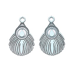 Лазурный 430 подвеска из нержавеющей стали, окрашенная распылением, филигранные подвески в виде павлиньих перьев, лазурный, 16.5x10x0.3 мм, отверстие : 1.5 мм