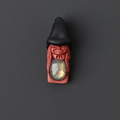 Labradorite Natural Labradorite Pendants, Elf with Witch Hat Charm, 45x20mm