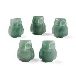 Зеленый Авантюрин Натуральный зеленый авантюрин сова витрина украшения, фигурка для украшения дома, фен-шуй энергетический камень подарок для домашнего офиса украшение рабочего стола, 25~27x22~24x17~19 мм