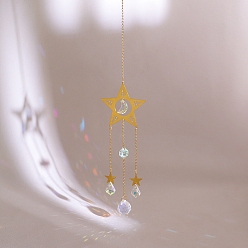 Звезда Каплевидный стеклянный ловец солнца для окон радуга производитель, металлические подвесные украшения, для украшения дома и улицы, звезда, 405 мм