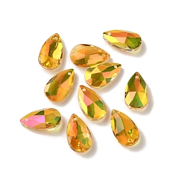 Золотистый Кулоны из граненого стекла, золотые, 16x9x5 мм, отверстие : 1 мм