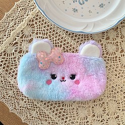 Light Blue Cute Bear Polyester Pencil Case, Zipper Pouches, Multi-Purpose Pen Holder, for Office & School Supplies, Light Blue, 210x110mm