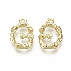 Letter G Подвески из сплава , без кадмия, без никеля и без свинца, бамбуковая буквица, реальный 18 k позолоченный, letter.g, g: 16x11x3 мм, отверстие : 1.5 мм