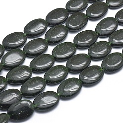 Зеленый Голдстоун Синтетический зеленый авантюрин бисер нитей, овальные, 18x13x4 мм, отверстие : 1 мм, около 22 шт / нитка, 15.3 дюйм (39 см)