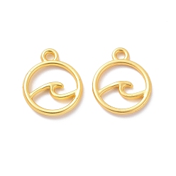 Матовый Золотой Цвет Наберешь металлизации сплава шармов, без кадмия, без свинца и без никеля, круглое кольцо с подвеской "волна", матовый золотой цвет, 14.5x12x1.5 мм, отверстие : 1.6 мм