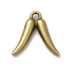 Antique Bronze Tibetan Style Alloy Pendants, Chilli Pepper Charms, Antique Bronze, 15.5x16x3mm, Hole: 1.5mm, about 1000pcs/1000g