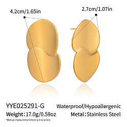 Chapado en Oro Real 18K 304 aretes de acero inoxidable para mujer, pepitas, real 18 k chapado en oro, 42x27 mm