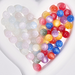 Mixed Color Transparent Resin UV Reactive Beads, Color Changing Beads, Imitation Cat Eye, Mixed Color, 12mm, Hole: 2.5mm, 80pcs