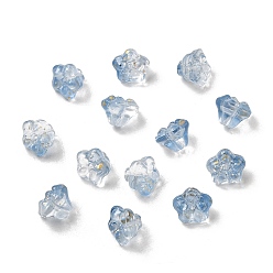 Синий Прозрачные стеклянные бусины, бусины в форме колокольчика, петуния, с блеском порошок, градиент цвета, синие, 10x10.5x8 мм, отверстие : 1.2 мм, 1526 шт / 1000 г