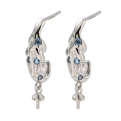 Платина Стойка покрытие латунь микропаве прозрачный кубический цирконий гвоздики серьги поиск, без кадмия и без свинца, долговечный, слеза, платина, 28x6 мм, штифты : 0.8~1 мм