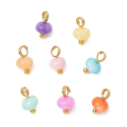 (52) Непрозрачная лаванда Подвески-рондели из окрашенных натуральных ракушек, с медными петлями, золотые, разноцветные, 8x5 мм, отверстие : 2 мм