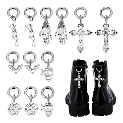 Античный Серебристый & Платиновый 12 шт 6 стили сплав обувь подвески, с литыми пружинными кольцами, старинное серебро и платина, 35~75 мм, 2 шт / стиль