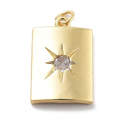 Прозрачный Стойка гальванопокрытие латунь микропаве кубический цирконий и стеклянные подвески, долговечный, без свинца и без кадмия, прямоугольные, прозрачные, 22.5x15x3.3 мм, отверстие : 3 мм