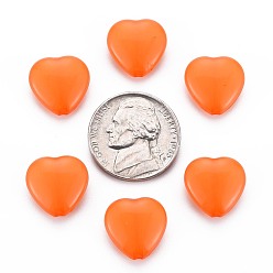 Dark Orange Transparent Acrylic Beads, Dyed, Heart, Dark Orange, 13.5x14x6mm, Hole: 1.5mm, about 775pcs/500g