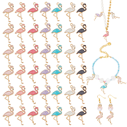(52) Непрозрачная лаванда 42 шт 7 цвета сплава эмалевые подвески, фламинго, разноцветные, 26x14x2 мм, отверстие : 1.8 мм, 6 шт / цвет
