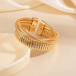 Золотой Многослойные железные браслеты-манжеты в виде змеиной цепочки для женщин, золотые, внутренний диаметр: 2.20 дюйм (5.6 см), широк: 22 мм