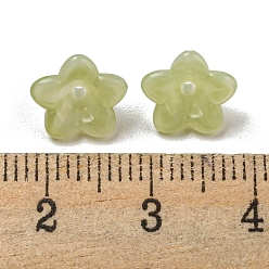 Yellow Green Two-tone Opaque Acrylic Bead Caps, 5-Petal Flower, Yellow Green, 9x4.5mm, Hole: 1.4mm