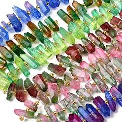 (52) Непрозрачная лаванда Гальванические природный кристалл кварца бусы пряди, граненые, окрашенные, палочка для наггетсов, с бисером, разноцветные, 11~25x3~9x4~10 мм, отверстие : 1~1.2 мм, около 19~26 шт / нитка, 7.09~7.48'' (18~19 см)