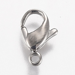 Stainless Steel Color Tarnish Resistant Polished 316 Surgical Stainless Steel Lobster Claw Clasps, Stainless Steel Color, 12.5x8x3mm, Hole: 1.7mm