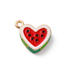 Арбуз Сплав эмали прелести, золотые, сердце арбуз, 12.5x13.5x4.5 мм, отверстие : 1.4 мм