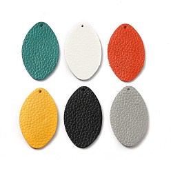 (52) Непрозрачная лаванда Кулоны из экологически чистой воловьей кожи, овальные, разноцветные, 44.5x27x1.5 мм, отверстие : 1.5 мм